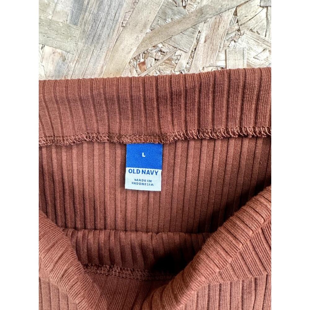 Old Navy Mock Neck Tank Top Womens Large Brown Ribbed Sleeveless Knit Side Slits - Picture 8 of 13